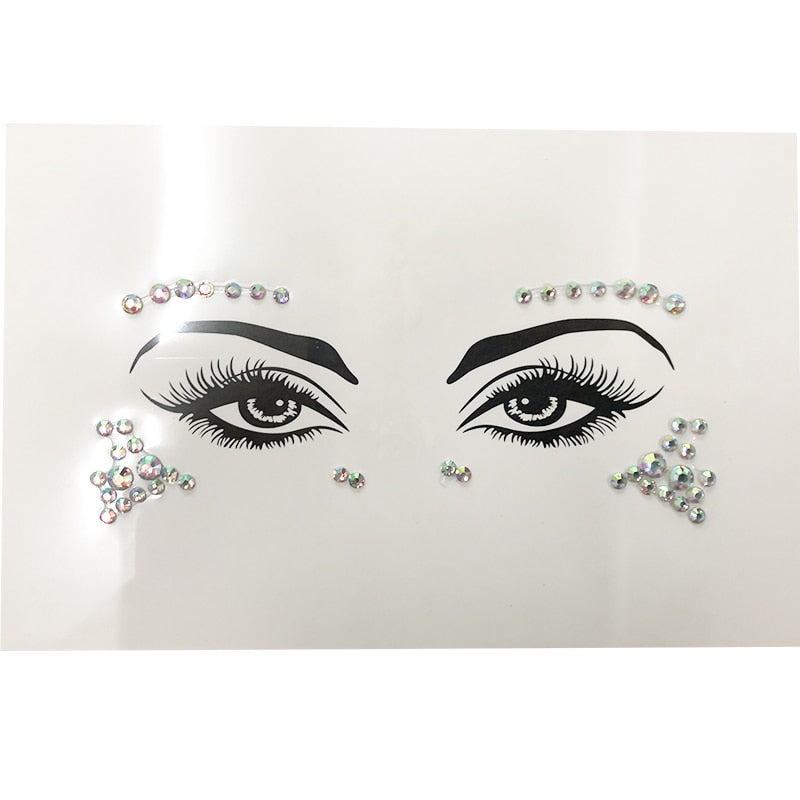 3D Sexy  face tattoo stickers Temporary tattoos  glitter fake tattoo  rhinestones for woman  Party face Jewels tatoo