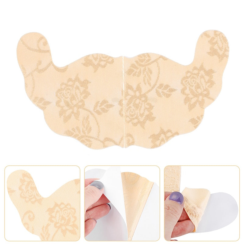 2 Pairs Women Self Adhesive Bra Strapless Invisible Breast Lift Tape Lace Stick Gel U Shape Bra Pads Plus Size Push Up Stickers