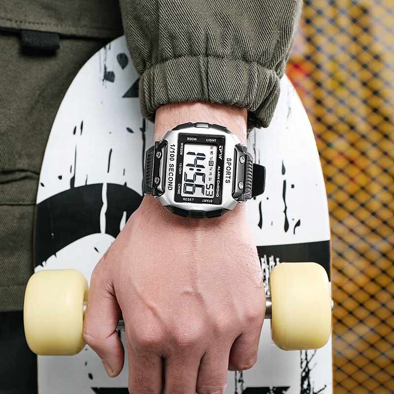 Super Easy to Read Scratch Proof Case 5ATM Water Resistant Digital Watch for Outdoor Sport