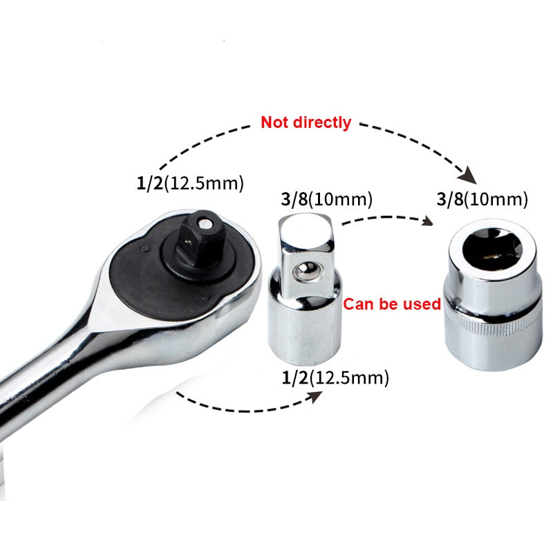 1/4&quot; 3/8&quot; 1/2&quot; Ratchet Wrench Adapter Chrome Vanadium Steel Sleeve Adapter Drive Socket Converter Wrench-sleeve Joint Converter