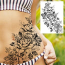 Sexy Flower Temporary Tattoos For Women Body Art Painting Arm Legs Tattoos Sticker Realistic Fake Black Rose Waterproof Tattoos