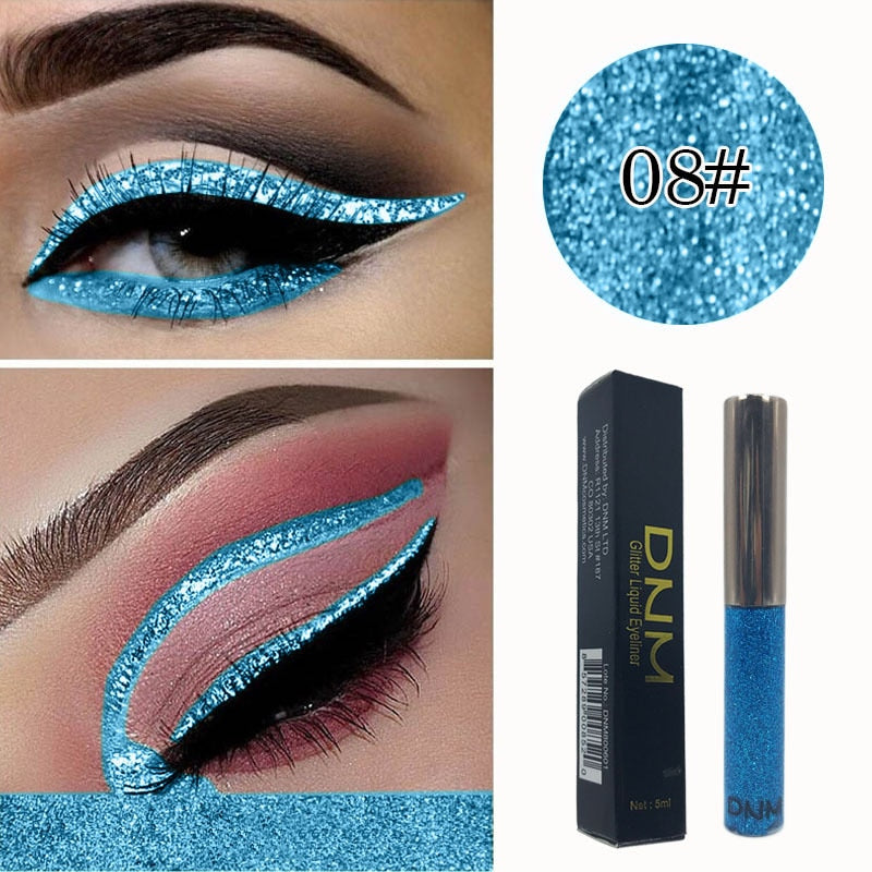 DNM 16 Color Glitter Liquid Eyeliner Pearlescent Sequins Bright Eye Shadow Shiny Long Lasting Waterproof Eyeshadow Makeup TSLM1