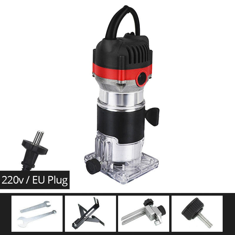 800w 30000rpm Wood Router Tool Combo Kit Electric Woodworking Machines Power Carpentry Manual Trimmer Tools With Milling Cutter