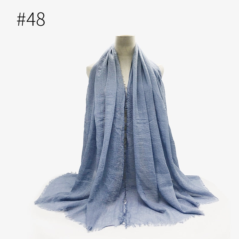180X95CM Women Classic Muslim Crinkle Hijab Scarf Soft Cotton Head Scarves Turban Shawls Wraps Islamic Headband Femme Musulman