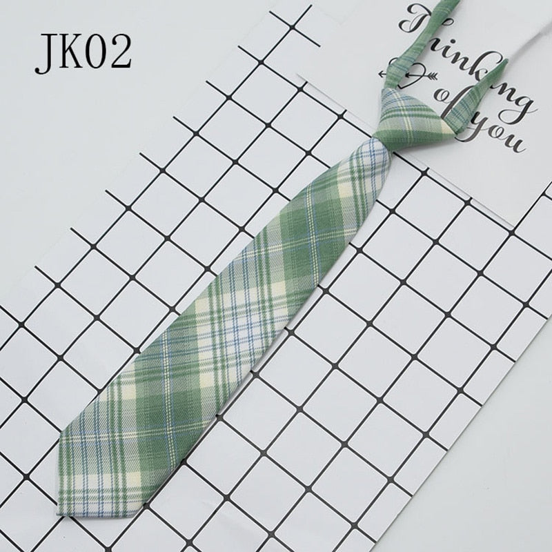 Lazy JK Ties Women Plaid Neck Tie Girls Japanese Style for Jk Uniform Cute Necktie Plaid Uniform School Accessories