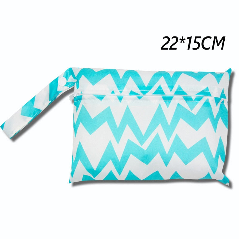 Baby Diaper Bag Cartoon Print Waterproof Wet Dry Nappy Zipper Handbag Stroller Carry Pack Travel Outdoor Wet Diaper Storage Bags