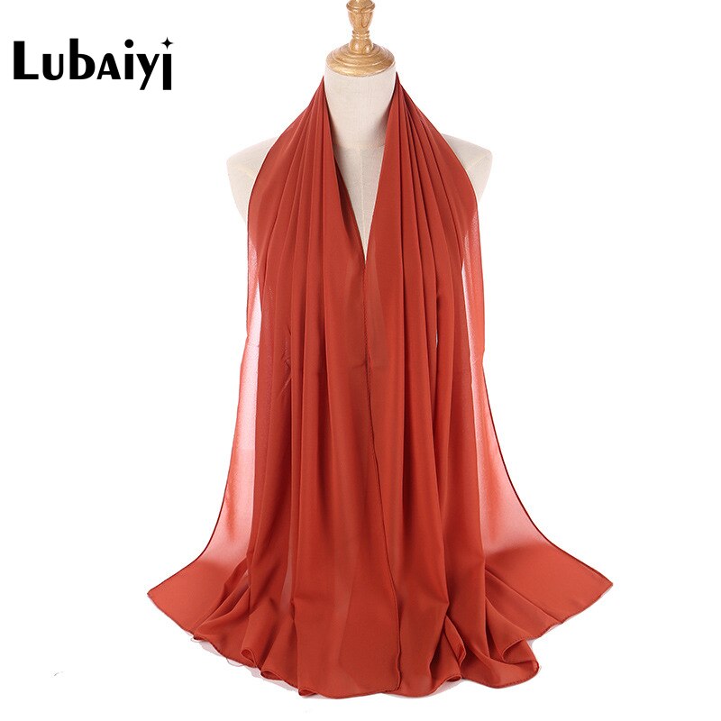 Muslim 2021 New Chiffon Hijab Scarf Women Solid Color Soft Long Shawls and Wraps Islamic Head Scarves Fashion turbante mujer