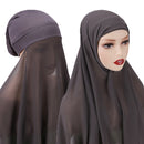 Muslim Chiffon Scarf For Women Fashion Veil Instant Hijab Wrap Headscarf Islam Solid Color Cap Musulman Wrap Scarves 25 Colors