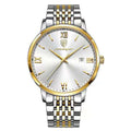 POEDAGAR Men Watch Stainless Steel Top Quailty Luxury Push Button Hidden Clasp Waterproof Luminous Date Week Sport Wrist Watches