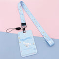 Kawaii Sanrio Keychain Cartoon Cat Sliding Card Holder Student Meal Card Bus Card Holder Lady Id Card Credit Card Holder Lanyard