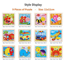11X11CM Kids Wooden Puzzle Toy Vehicle Animal Jigsaw Cartoon Animal Traffic Tangram Toys Educational Toys Puzzles for Kids Gifts