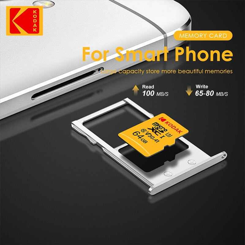 Original Kodak Micro SD Card 128GB Class10 Memory Card 64GB Microsd Flash Drive Card 256GB 32GB V30 U3 cartao de memoria