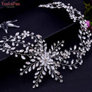 YouLaPan HP295 Flower Headwear Wedding Headband for Bride Crystal Pearls Women Tiara Bridal Headpieces Hair Jewelry Accessories