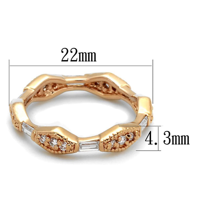 Rose Gold Wedding Rings LO3553 Rose Gold Brass Ring with AAA Grade CZ