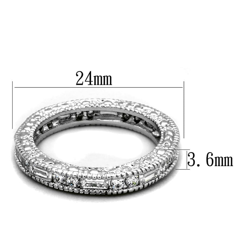 Cubic Zirconia Rings LO3558 Rhodium Brass Ring with AAA Grade CZ