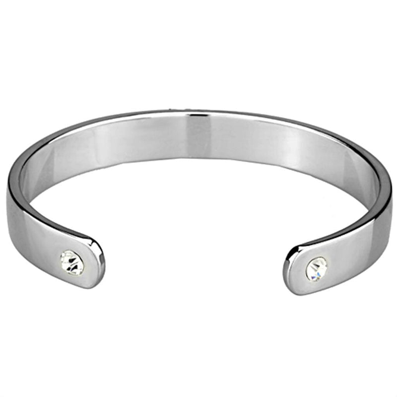 Charm Bangle LO3617 Reverse Two-Tone White Metal Bangle with Crystal