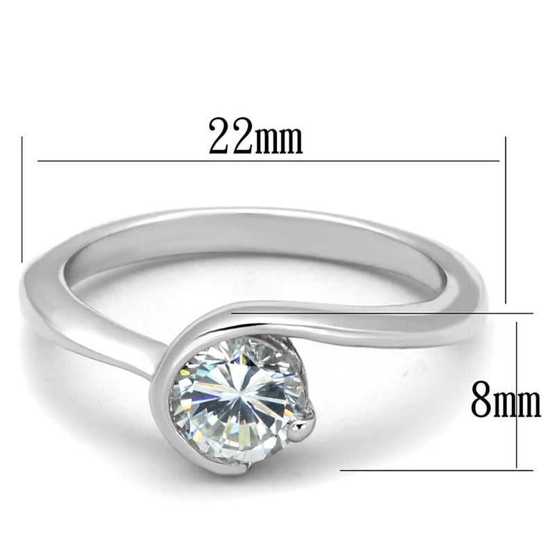 Cubic Zirconia Rings LO3639 Rhodium Brass Ring with AAA Grade CZ