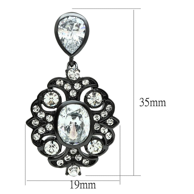 Earrings For Girls LO3687 Ruthenium Brass Earrings with AAA Grade CZ