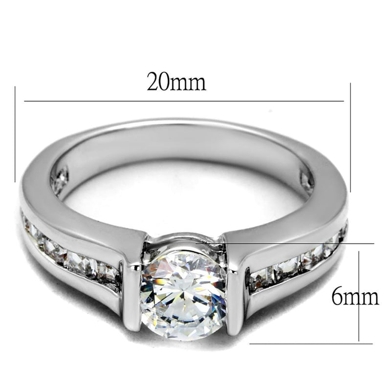 Cubic Zirconia Rings LO3744 Rhodium Brass Ring with AAA Grade CZ