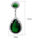 Earrings For Girls LO3762 Rhodium Brass Earrings with Synthetic in Emerald