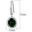 Earrings For Girls LO3769 Rhodium Brass Earrings with Synthetic in Emerald