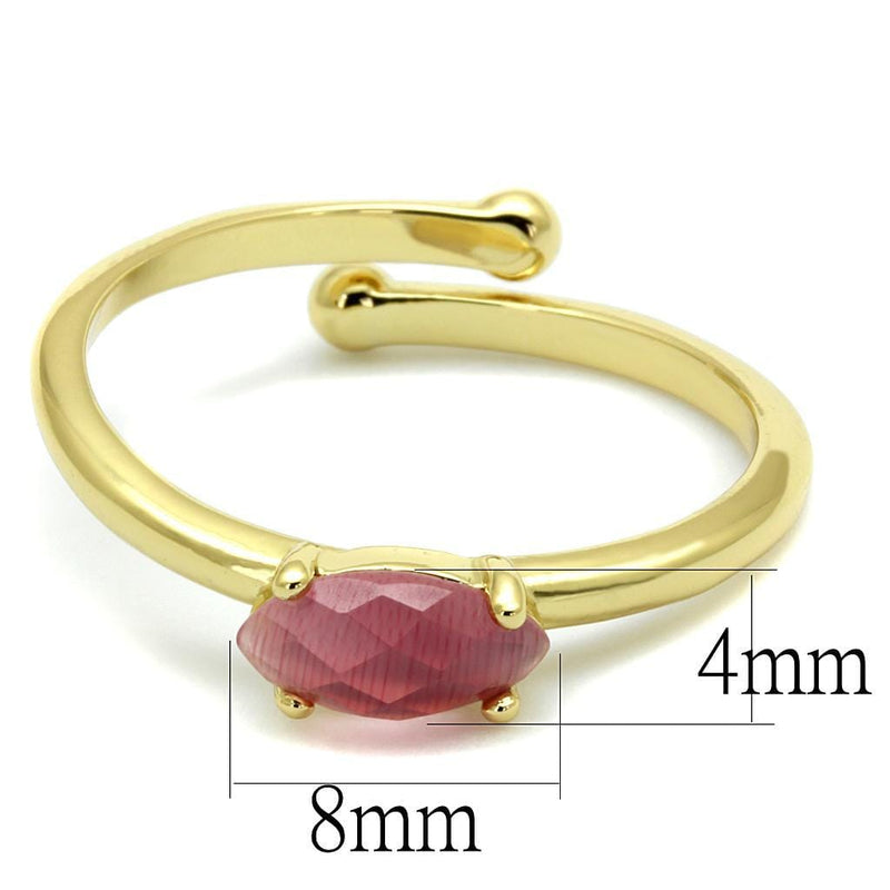 Solid Gold Ring LO4069 Flash Gold Brass Ring with Synthetic in Rose