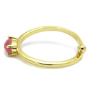 Solid Gold Ring LO4069 Flash Gold Brass Ring with Synthetic in Rose