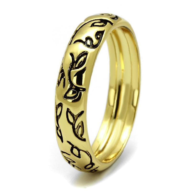 Gold Ring For Women LO4106 Gold Brass Ring with Epoxy in Jet