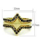 Solid Gold Ring LO4113 Gold Brass Ring with Top Grade Crystal in Hematite