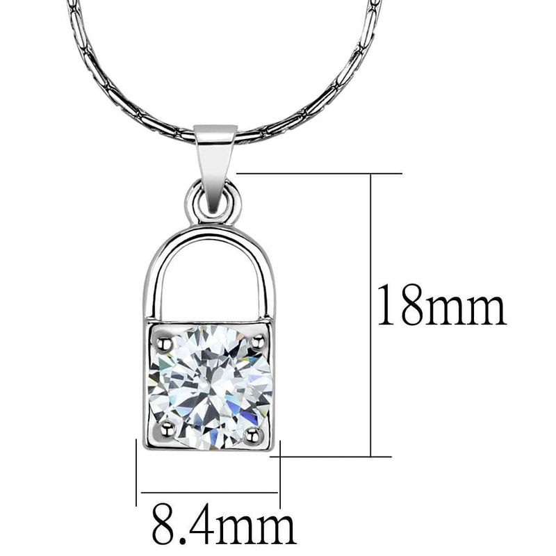 Chain Necklace LO4150 Rhodium Brass Chain Pendant with AAA Grade CZ