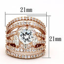 Rose Gold Wedding Rings LOA879 Rose Gold Brass Ring with AAA Grade CZ