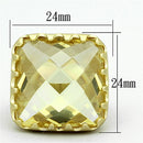 Gold Ring Set LOA888 Matte Gold Brass Ring with CZ in Citrine Yellow