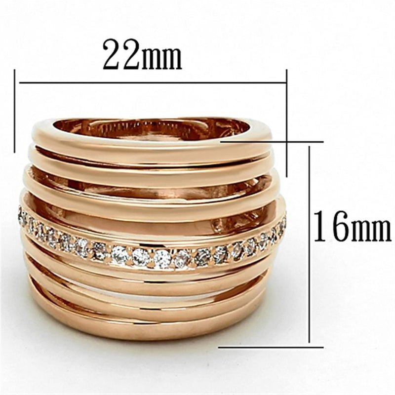 Rose Gold Wedding Rings LOA890 Rose Gold Brass Ring with AAA Grade CZ