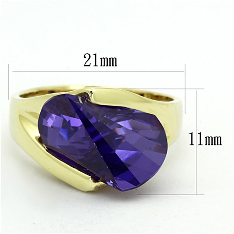 Gold Plated Rings LOS656 Gold 925 Sterling Silver Ring with CZ in Tanzanite