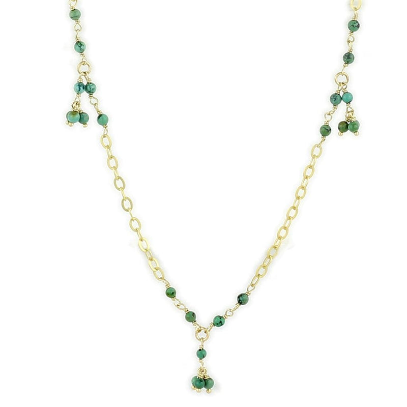Gold Necklace LOS794 Matte Gold 925 Sterling Silver Necklace with Semi-Precious