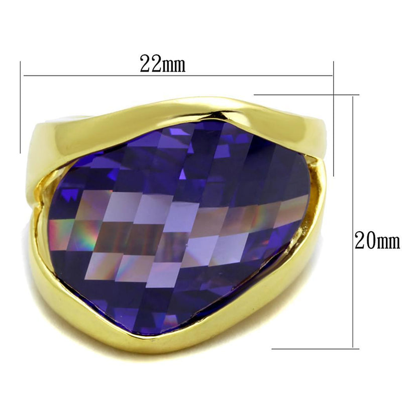 Gold Plated Rings LOS821 Gold 925 Sterling Silver Ring with CZ in Tanzanite