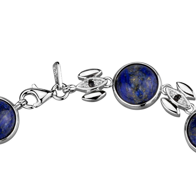 Silver Bracelet LOS844 Rhodium 925 Sterling Silver Bracelet with Precious Stone