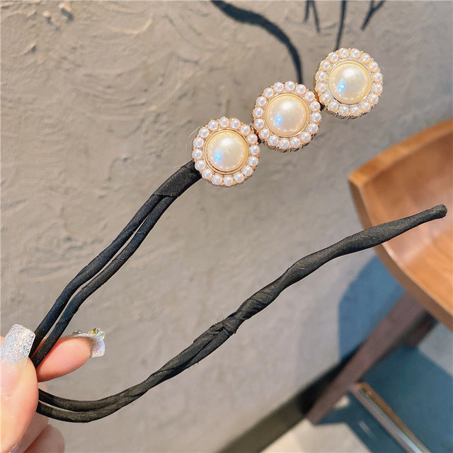 MISANANRYNE Flower Wedding Bridal Rhinestone Head Artifact  Flower Hair Bud Tied Half Ball Pins Clips Women Hair Accessory