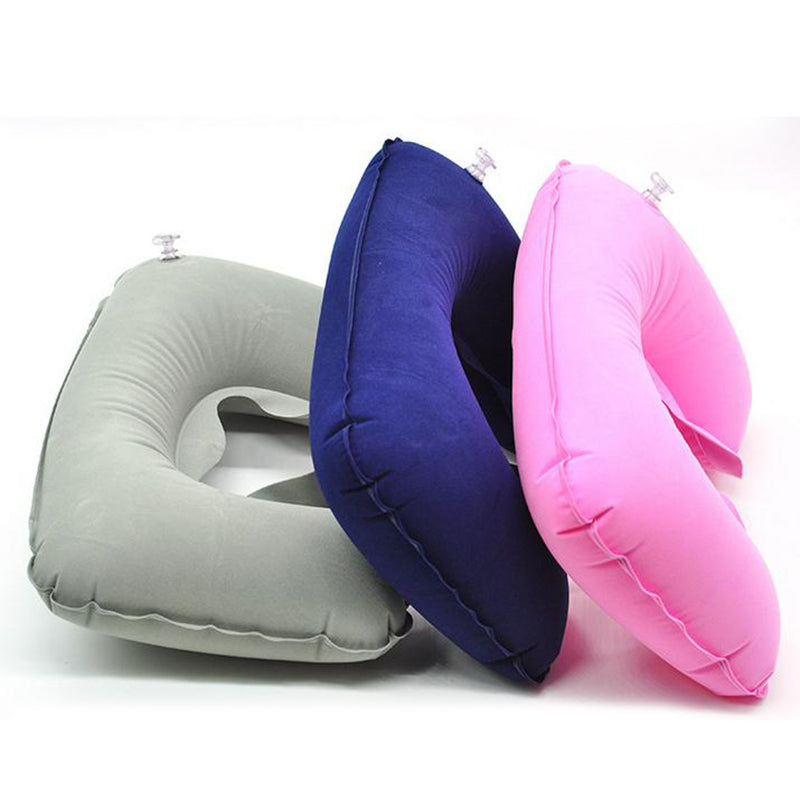 Portable Inflatable U Shape Neck Comfortable Pillow Office Air Cushion Airplane Driving Nap Support Head Rest Travel Pillow