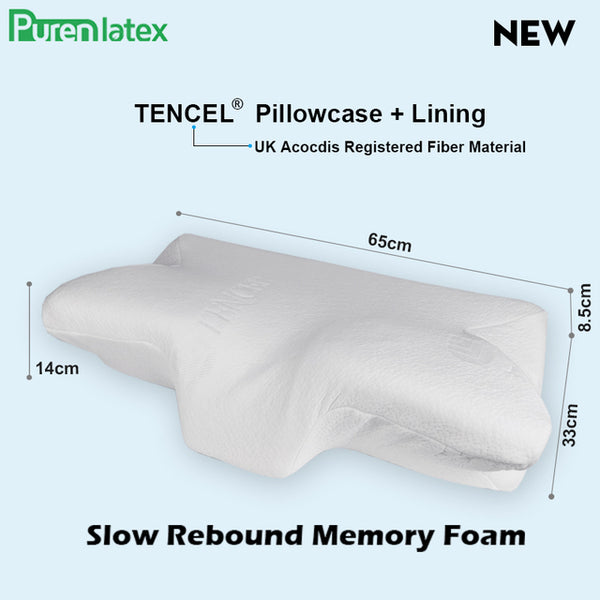 Purenlatex 14cm Contour Memory Foam Cervical Pillow Orthopedic Neck Pain Pillow for Side Back Stomach Sleeper Remedial Pillows