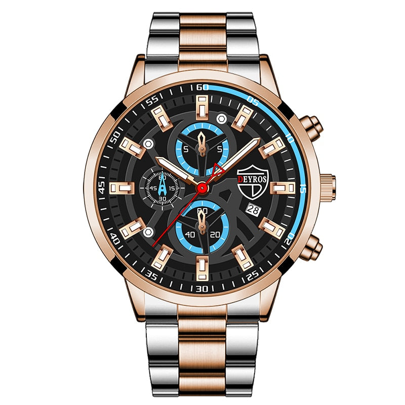 Fashion Mens Sports Watches Luxury Men Business Stainless Steel Quartz Wristwatch Man Casual Leather Watch relogio masculino