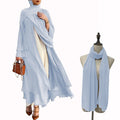 Ramadan Open Chiffon Abaya Dubai Women Sash Marocain Kaftan Eid Hijab Long Robe Muslim Fashion Clothes Turkey Vestido De Mujer