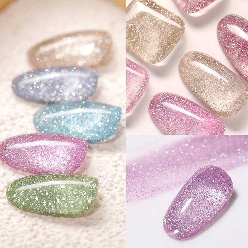 UR SUGAR Sparkling Gel Nail Polish Reflective Glitter Nail Gel Semi Permanent Nail Art Varnish For Manicures Need Base Top Coat
