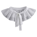 Royal Style Cotton Fake Collar Shawl Wrap Hollow Out Floral Lace Ruffled Trim Necklace Pointed Triangle Lapel Blouse