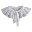 Royal Style Cotton Fake Collar Shawl Wrap Hollow Out Floral Lace Ruffled Trim Necklace Pointed Triangle Lapel Blouse