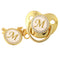 Name Initial Letter Baby Pacifier and Pacifier Clips BPA Free Silicone Infant Nipple Gold Bling Newborn Dummy Soother