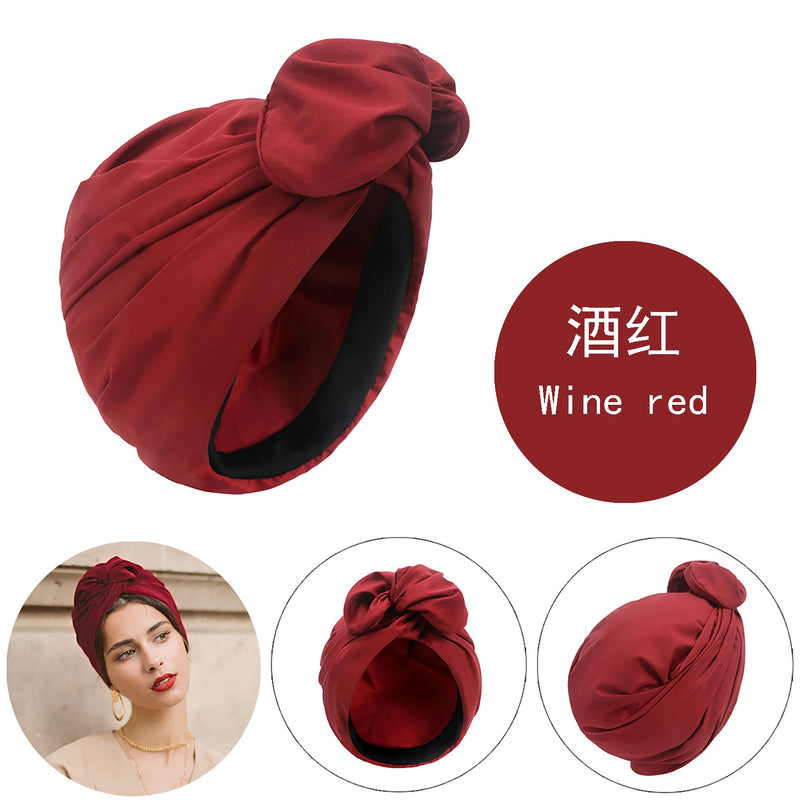 French Vintage Turban Hat Fashion Female Bandana Headband Women&