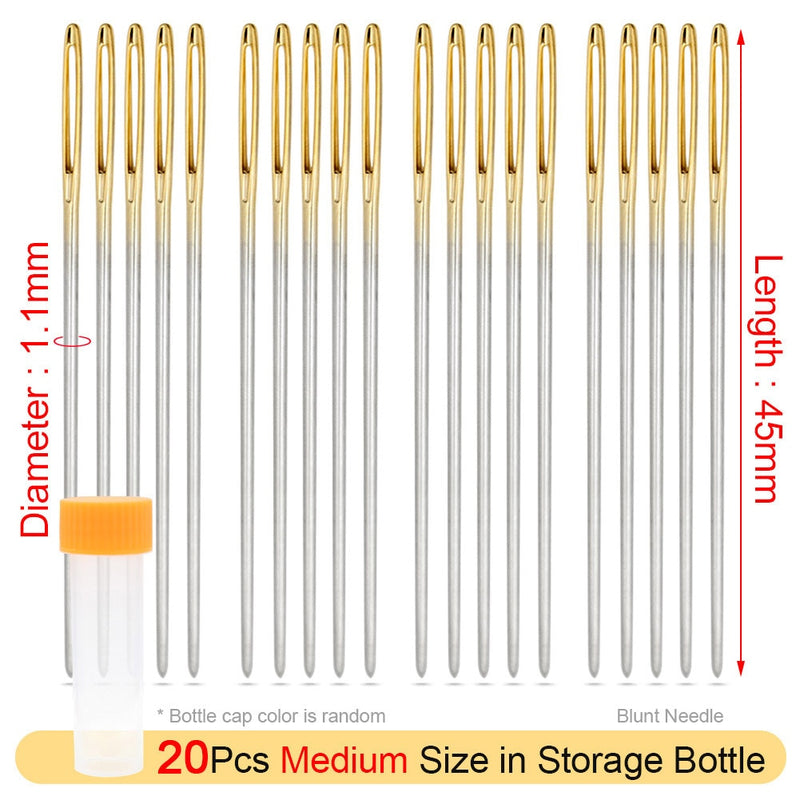 Leather Crafts Sewing Needle,Round Head Blunt Pint,Pointed Prism Sharp Tool for Embroidery Stitching Gold Tail Big Eye Needles