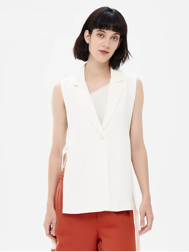 DUOPERI Jacket Women Blazer Gilet Sleeveless Vest Fashion Casual Streetwear Woman Waistcoat Tops veste femme