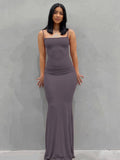 Hugcitar Satin Slip Sleeveless Backless Slim Sexy Maxi Dress 2022 Spring Women  Party Y2K Concise Bodycon Elegant  Clothing